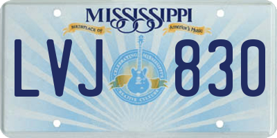 MS license plate LVJ830