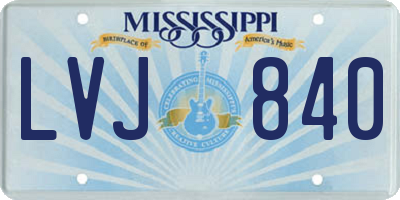 MS license plate LVJ840