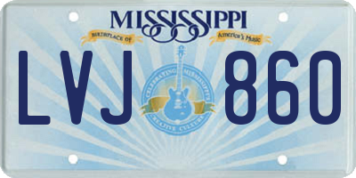 MS license plate LVJ860