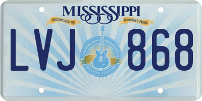 MS license plate LVJ868