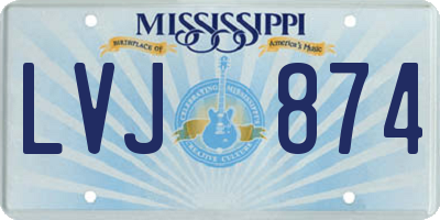 MS license plate LVJ874