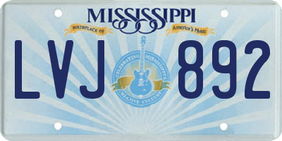 MS license plate LVJ892