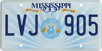MS license plate LVJ905