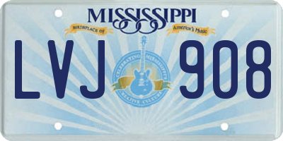MS license plate LVJ908