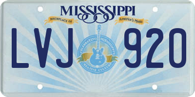 MS license plate LVJ920