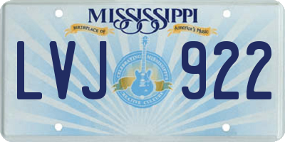 MS license plate LVJ922