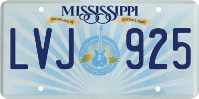 MS license plate LVJ925