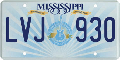MS license plate LVJ930
