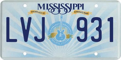 MS license plate LVJ931