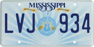 MS license plate LVJ934