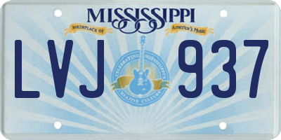 MS license plate LVJ937