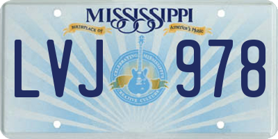 MS license plate LVJ978