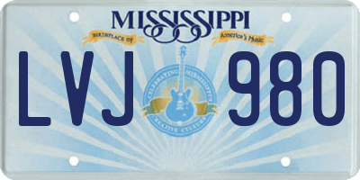 MS license plate LVJ980