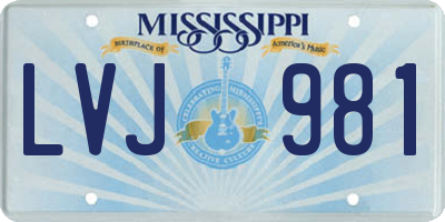 MS license plate LVJ981
