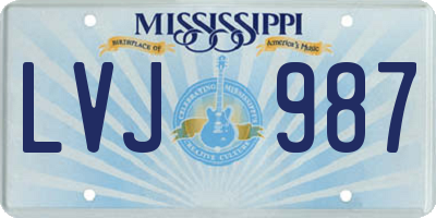 MS license plate LVJ987