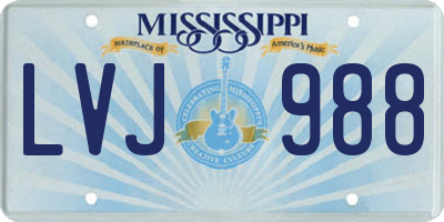 MS license plate LVJ988