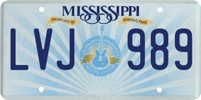 MS license plate LVJ989