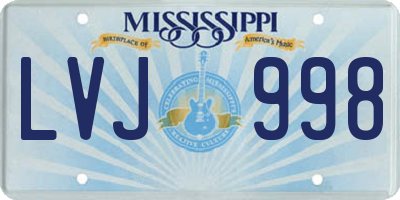 MS license plate LVJ998