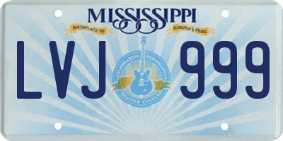 MS license plate LVJ999