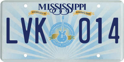 MS license plate LVK014