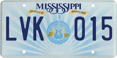 MS license plate LVK015