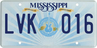 MS license plate LVK016
