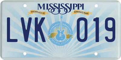 MS license plate LVK019