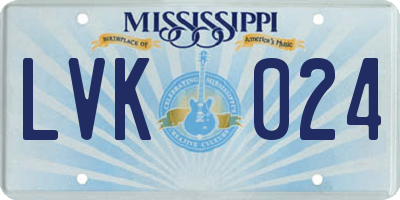 MS license plate LVK024