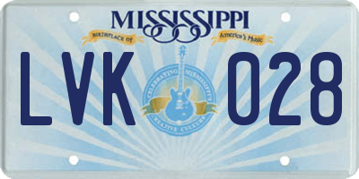 MS license plate LVK028