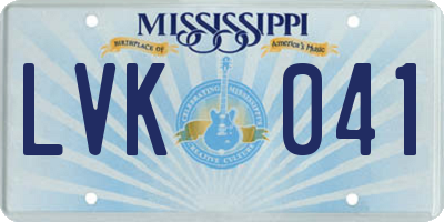 MS license plate LVK041