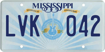 MS license plate LVK042
