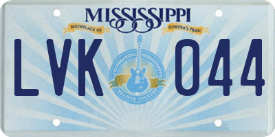 MS license plate LVK044