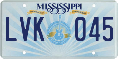 MS license plate LVK045