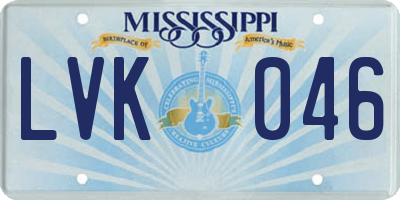 MS license plate LVK046