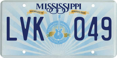 MS license plate LVK049