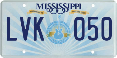 MS license plate LVK050