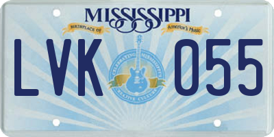 MS license plate LVK055