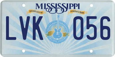 MS license plate LVK056