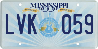 MS license plate LVK059