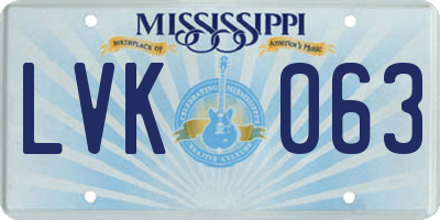 MS license plate LVK063