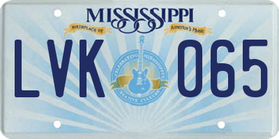 MS license plate LVK065