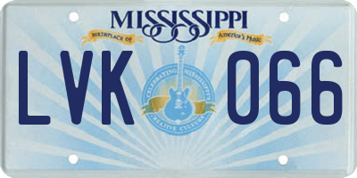 MS license plate LVK066