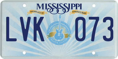 MS license plate LVK073