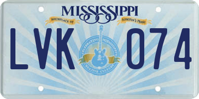 MS license plate LVK074