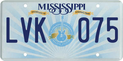 MS license plate LVK075