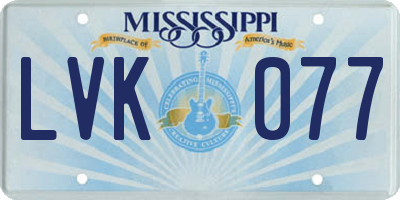 MS license plate LVK077
