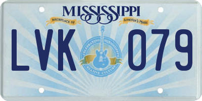 MS license plate LVK079