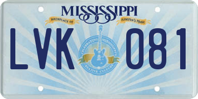 MS license plate LVK081
