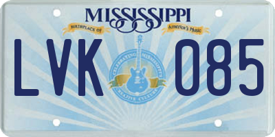 MS license plate LVK085