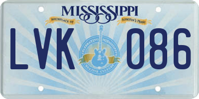 MS license plate LVK086